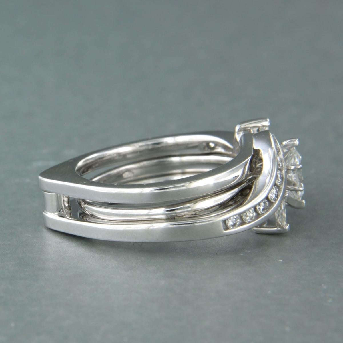 Set di anelli Anello con diamanti a forma di marquise fino a 0,60ct in oro bianco 14k in vendita 3