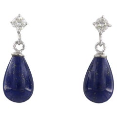 Earrings with lapis lazuli and brilliant cut diamonds up to 0.36ct 18k gold