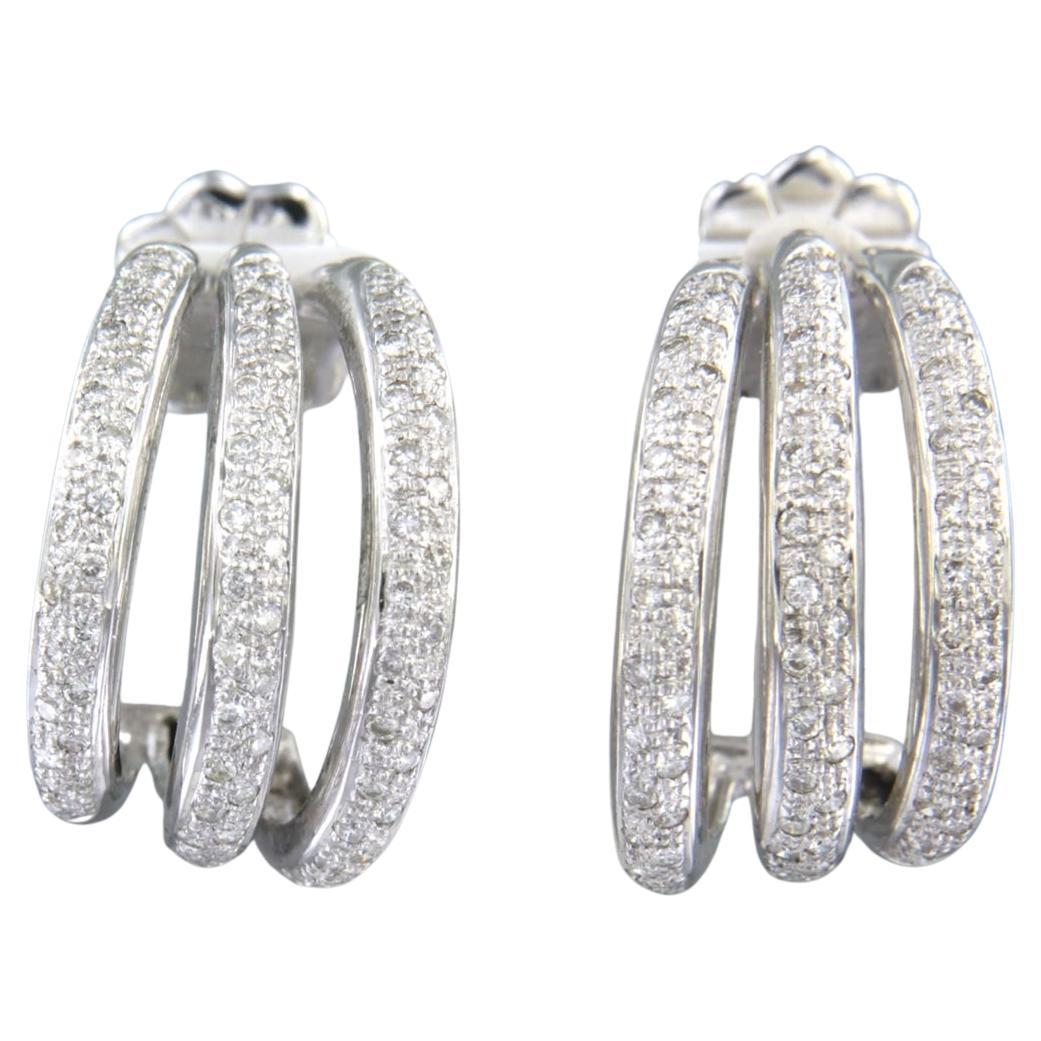 Boucles d'oreilles avec diamants taille brillant jusqu'à 1,60ct Or blanc 14k 14,1 grammes