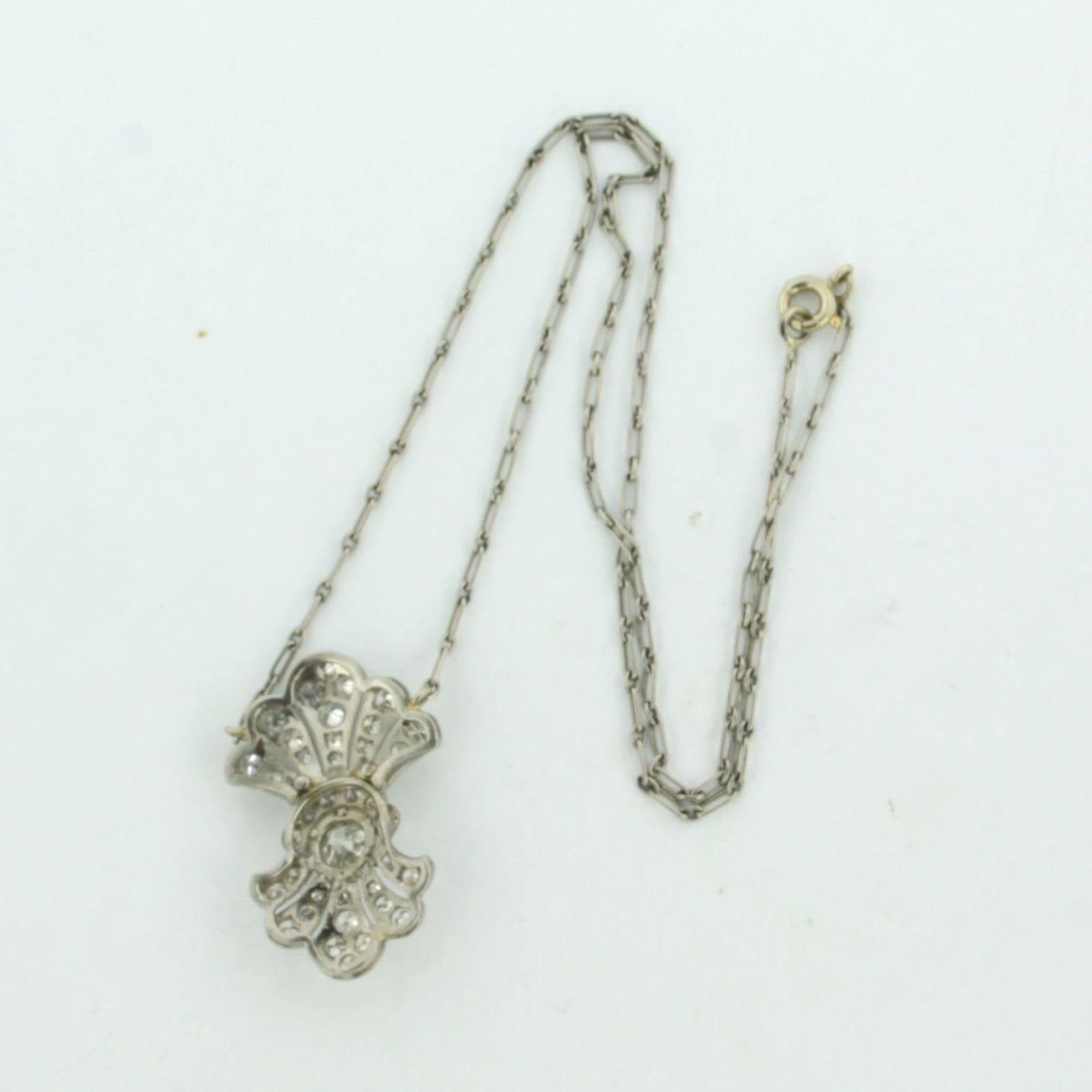 Art Nouveau Collana con diamanti taglio old mine fino a 1,90ct in oro bianco 18k e platino in vendita