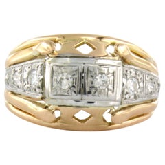 Bague RETRO avec diamants taille européenne ancienne jusqu'à 0,22 carat et or bicolore 18 carats