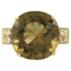 Ring with citrine and old mine cut diamonds up to 0.50ct 15.1 grams 14k gold