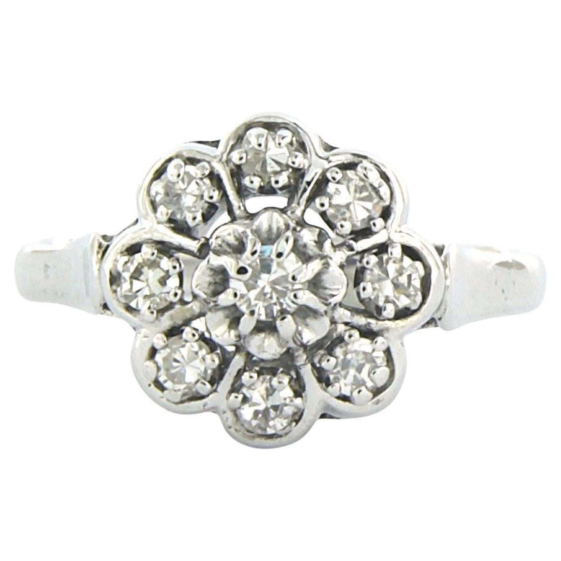 Ring mit Diamanten im Einzelschliff bis zu 0,35 Karat 18k Weißgold 3.4 Gramm im Angebot