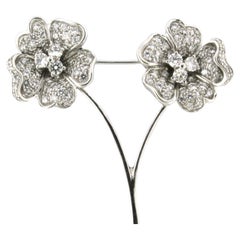 LEO PIZZO brooch with brilliant cut diamonds up to 3.00ct 18k gold 14.0 grams