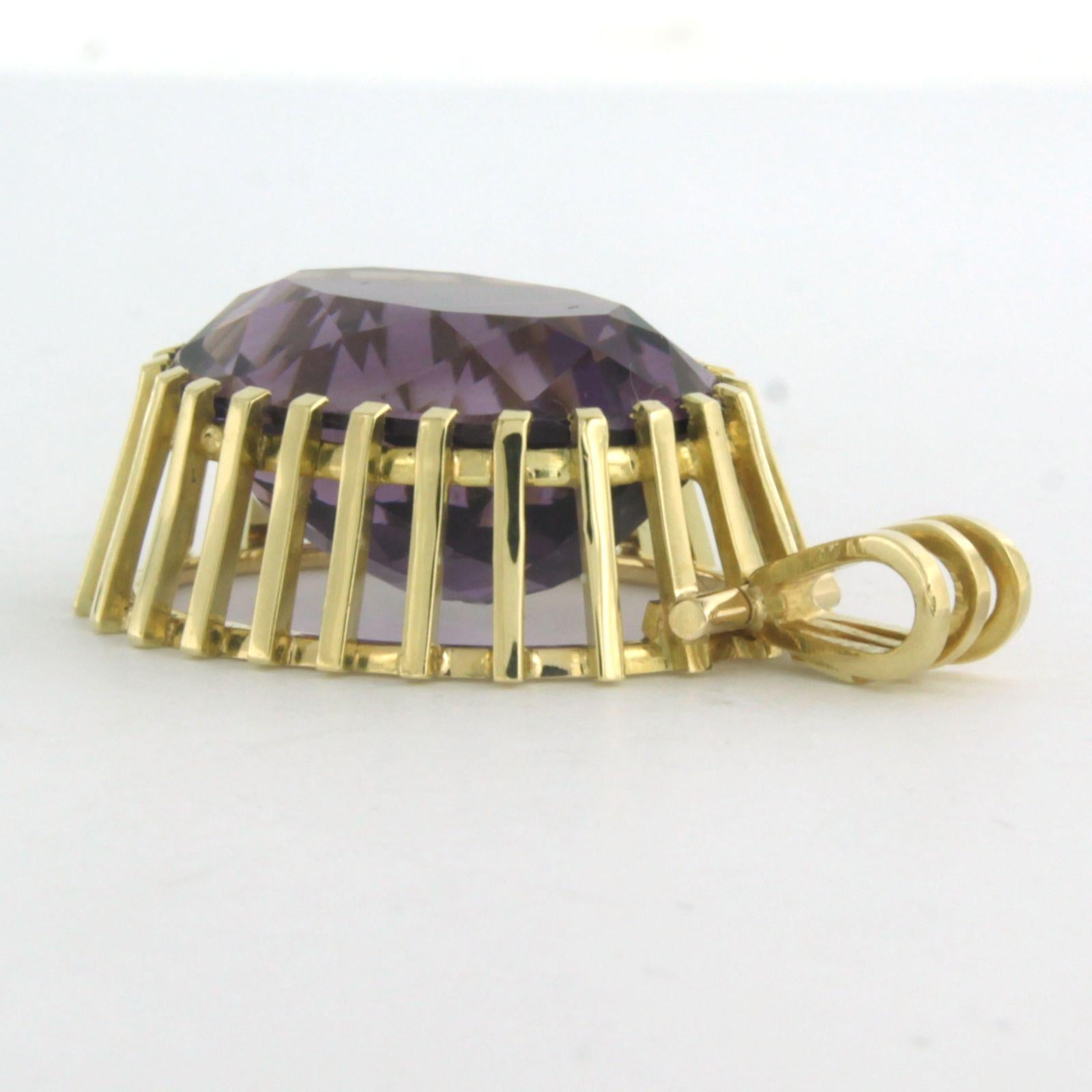 Taglio ovale Ciondolo con ametista fino a 20,00ct in oro giallo 14k 10,5 grammi in vendita