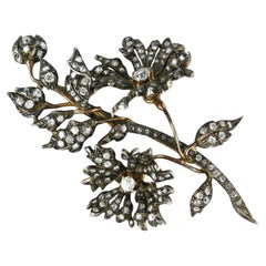 Antique Victorian brooch with old mine and rose cut diamond upto 5.70ct 14k gold, silver