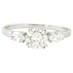 Three stone ring with brilliant and marquise shapd diamond up to 1.48ct 18k gold