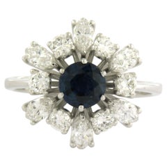 Ring mit Saphir und Diamanten bis zu 0,94 Karat, 14-karätiges Weißgold