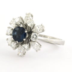 Ring mit Saphir und Diamanten bis zu 0,94 Karat, 14-karätiges Weißgold
