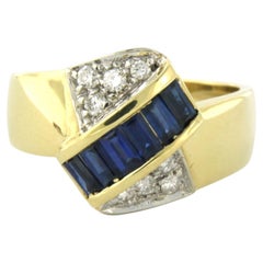 Leo Pizzo – Ring mit Saphir und Diamant im Brillantschliff (0,35 ct) – 18-karätiges Gold