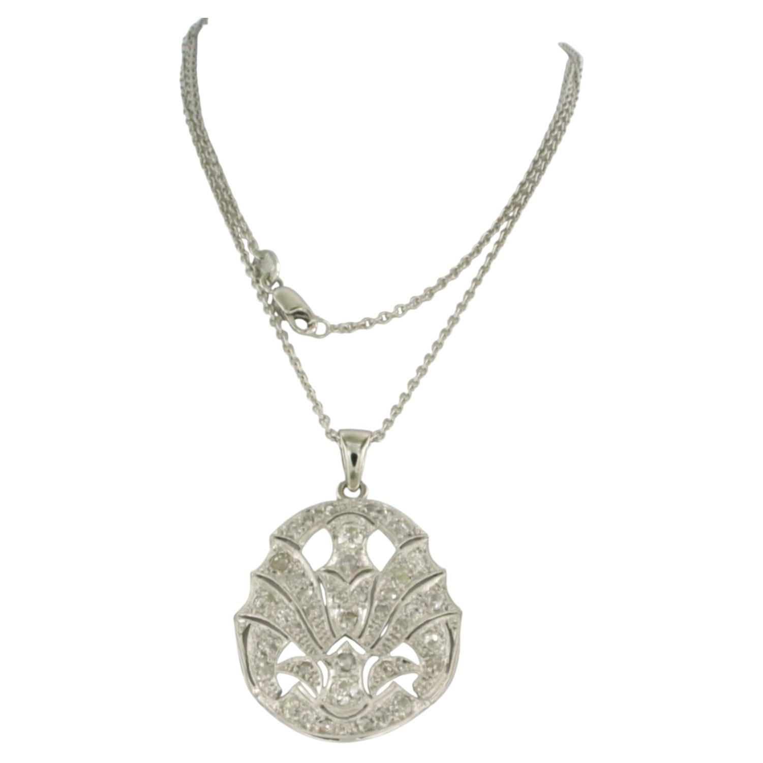 Collana e pendente con diamanti old mine e taglio rosa fino a 1,00ct in platino in vendita