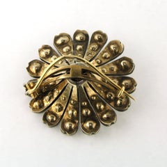 VICTORIAN Brooch with rose cut diamonds up to 5.50ct 14k gold, silver 14.6 gram
