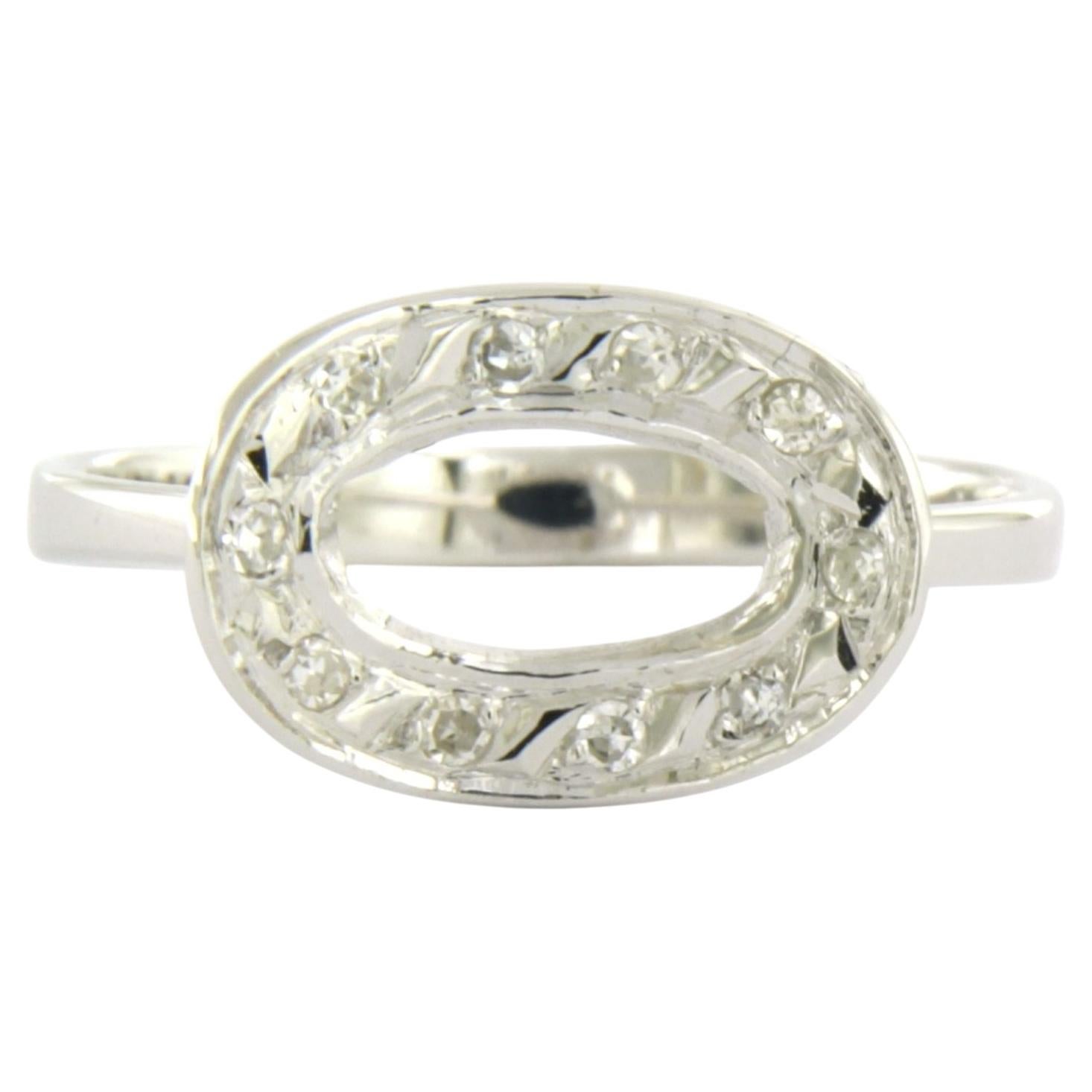 Ring with single cut diamonds up to 0.05ct 18k white gold 1.6 grams