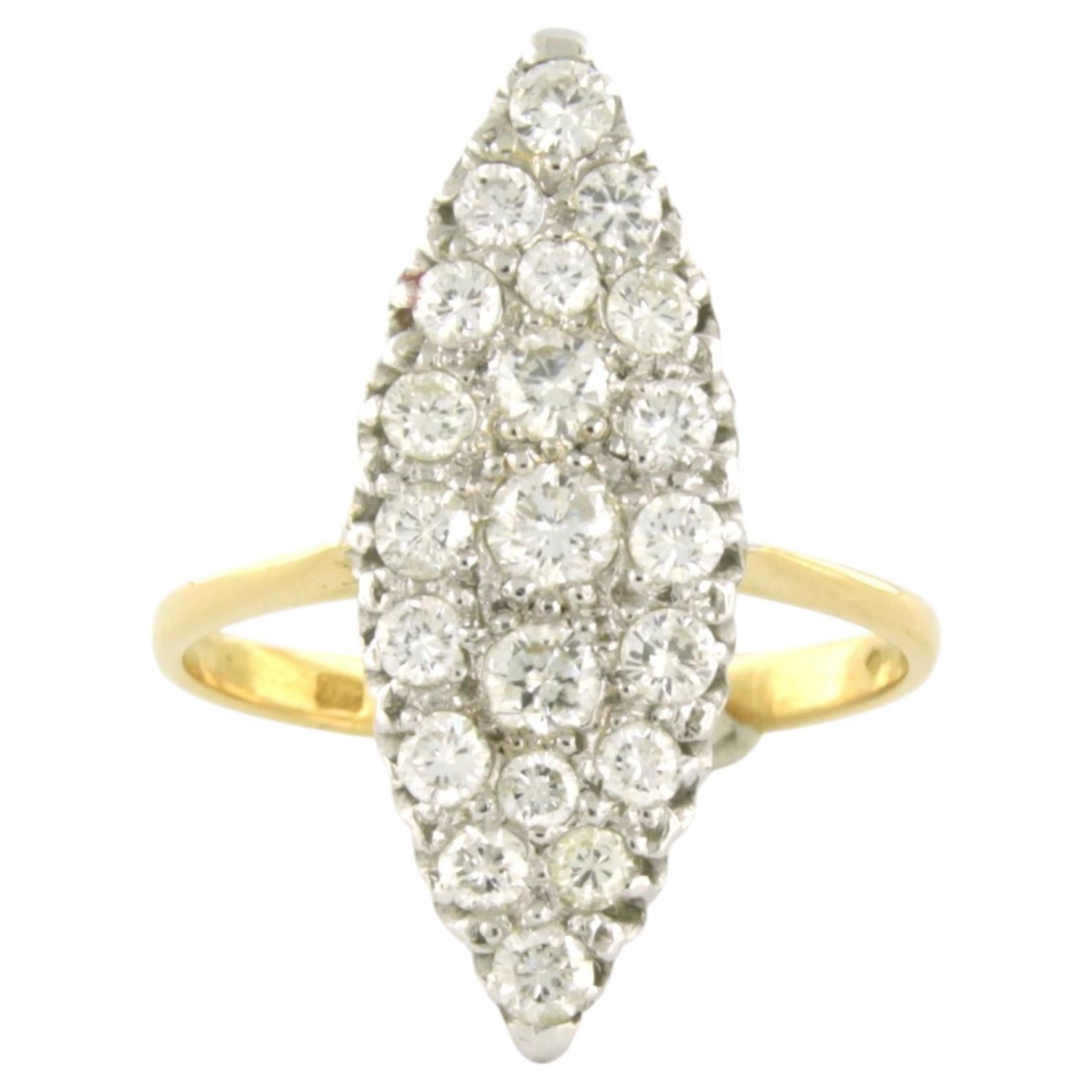 Ring with brilliant cut diamonds up to 1.00ct 18k gold 3.4 grams