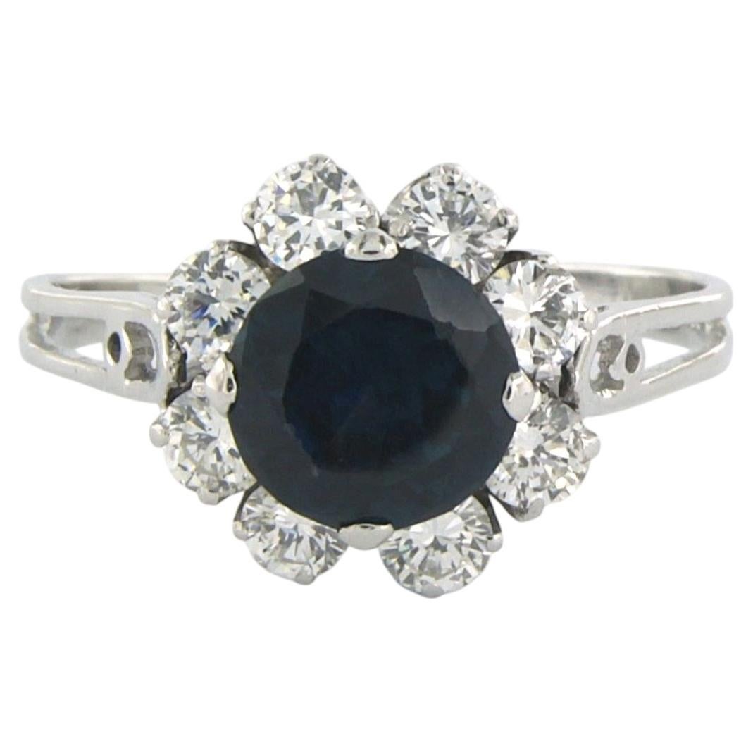 Ring with sapphire and brilliant cut diamonds up to 1.00ct 18k gold 5.4 grams