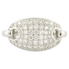 Anillo con diamantes de talla brillante de hasta 0,50 ct, oro blanco de 18 k, 5,1 gramos
