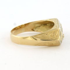 ART DECO ring with sapphire and old mine cut diamonds 18k gold, platinum