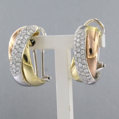 Earrings with brilliant cut diamonds up to 1.00ct 18k gold 14.2 grams