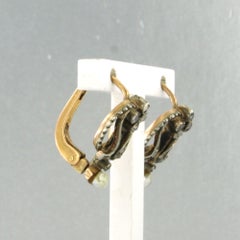 VICTORIAN earrings with pearl and rose cut diamonds 14k gold and silver