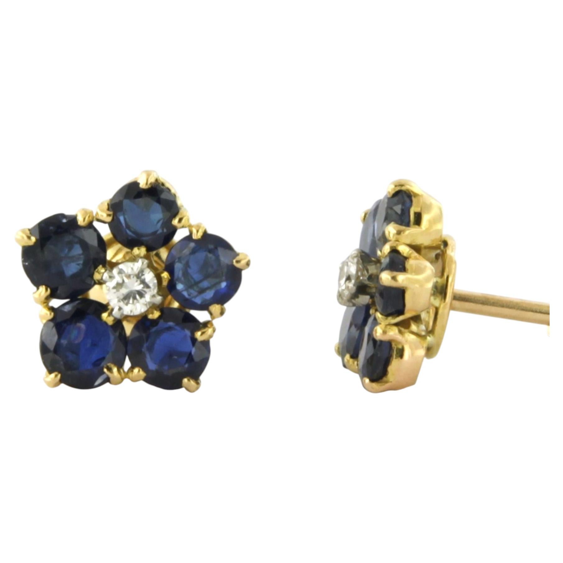 Pendientes con zafiro y diamantes de talla brillante de hasta 0,08 ct, en oro de 18 k en venta