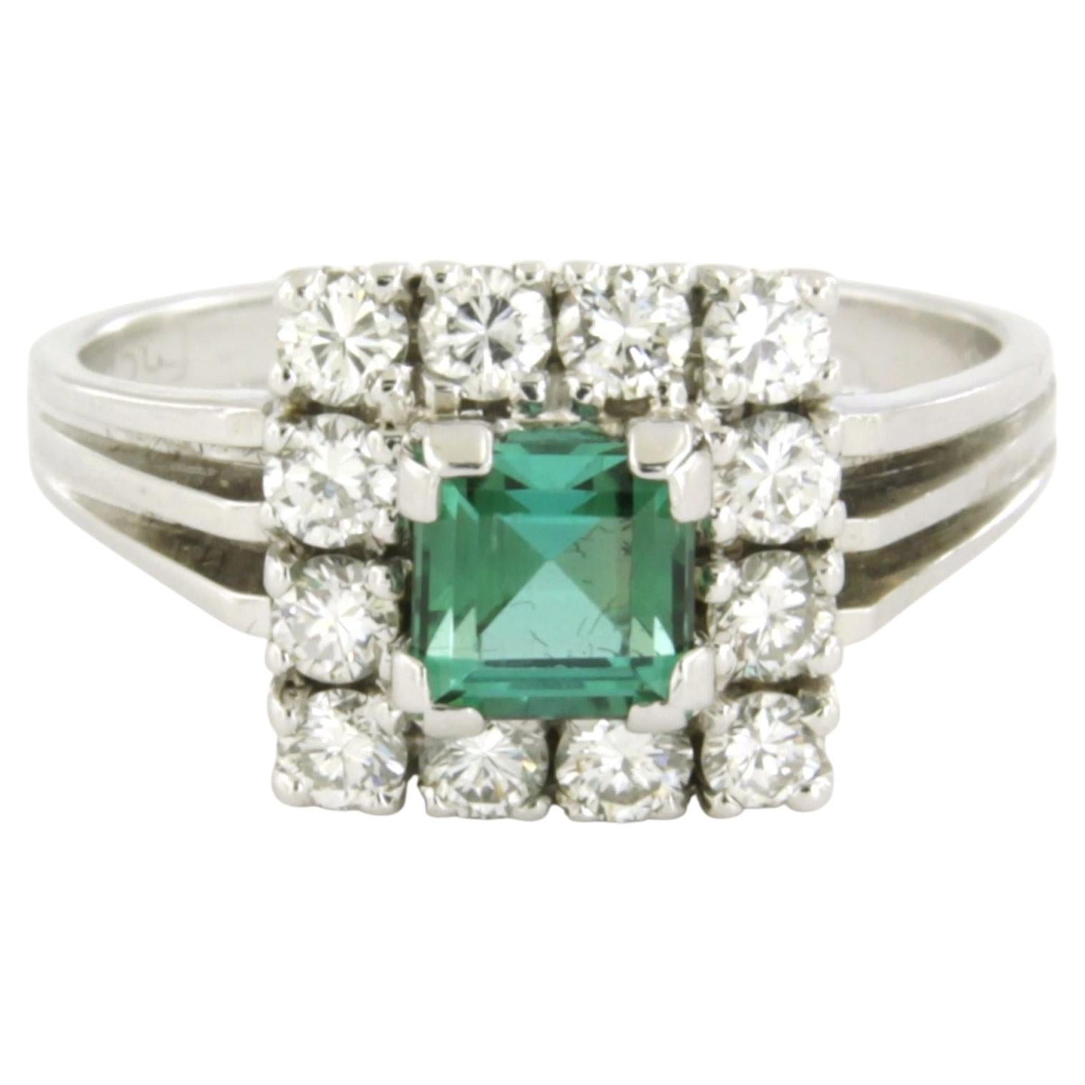 Ring with tourmaline and brilliant cut diamonds up to 0.63ct 14k gold 5.0 grams