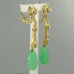 Earrings with jade 14k gold 8.6 grams