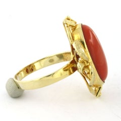 VICTORIAN ring with coral 14k gold 7.1 grams