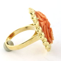 Victorian ring with coral 18k gold 13.2 grams