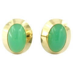 Earrings with chrysophrase 14k yellow gold 5.7 grams