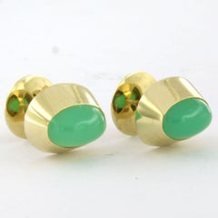 Earrings with chrysophrase 14k yellow gold 5.7 grams