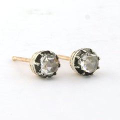 Boucles d'oreilles avec diamants taille rose jusqu'à 0,50 ct, en or 18 carats et en argent