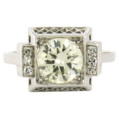 ART DECO ring with old European and single cut diamonds up to 2.30ct platinum