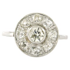 ART NOUVEAU Ring with old European cut diamonds up to 1.50ct platinum