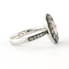 Ring with pink quartz and brilliant cut diamonds up to 0.50ct 18k gold 5.3 grams