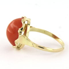 14k yellow gold ring with coral - 3.0 grams, ring size U.S. 7 - EU. 17.25(54)