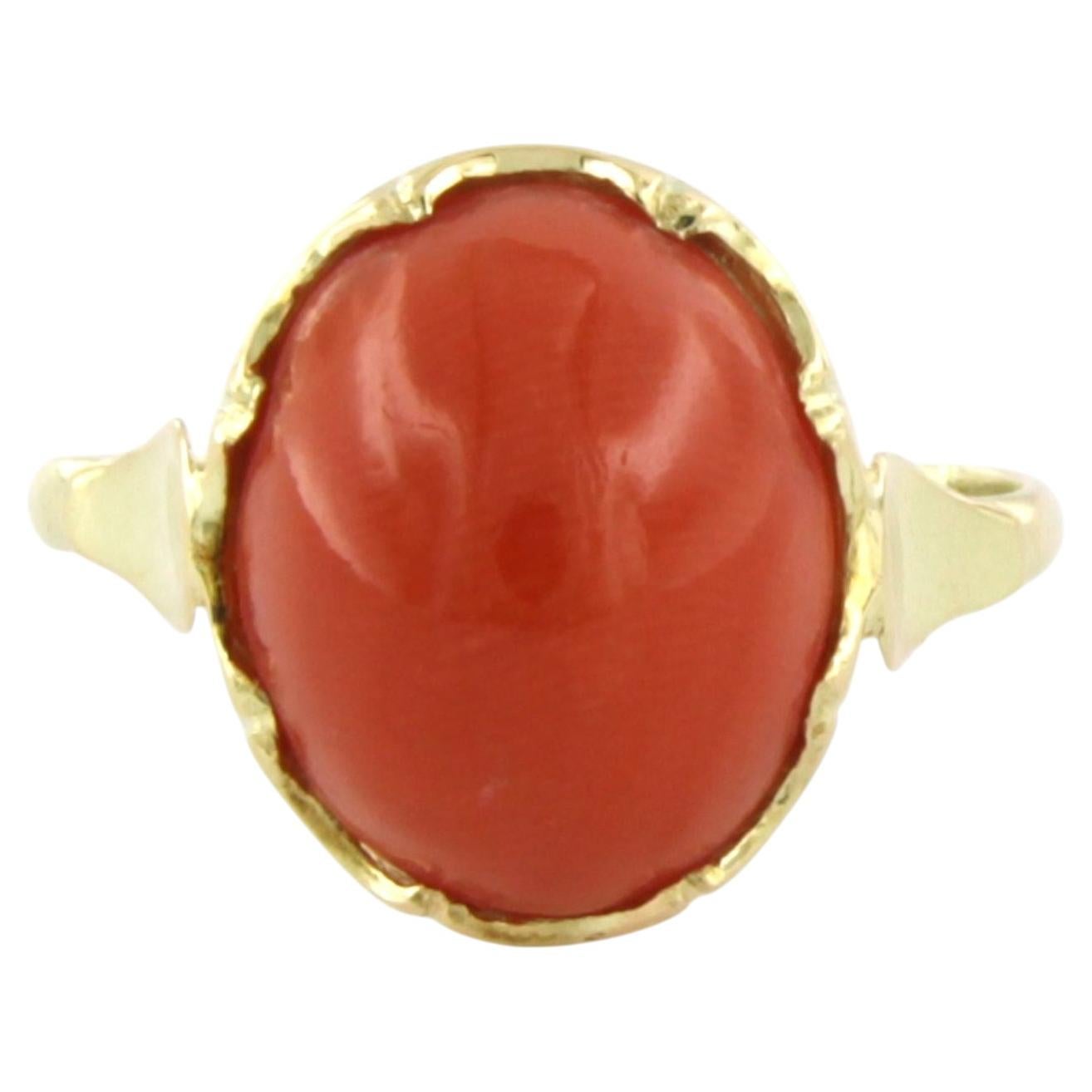 Ring aus 14-karätigem Gelbgold mit Koralle – 3,0 Gramm, Ringgröße US 7 – EU 17,25 (54)