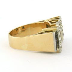 ART DECO ring with sapphire, old mine and rose cut diamonds 18k gold 11.3 grams