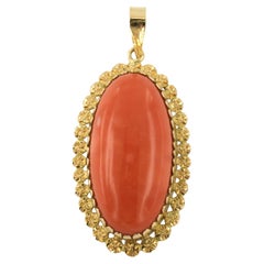 VICTORIAN pendant with coral 14k gold 9.3 grams