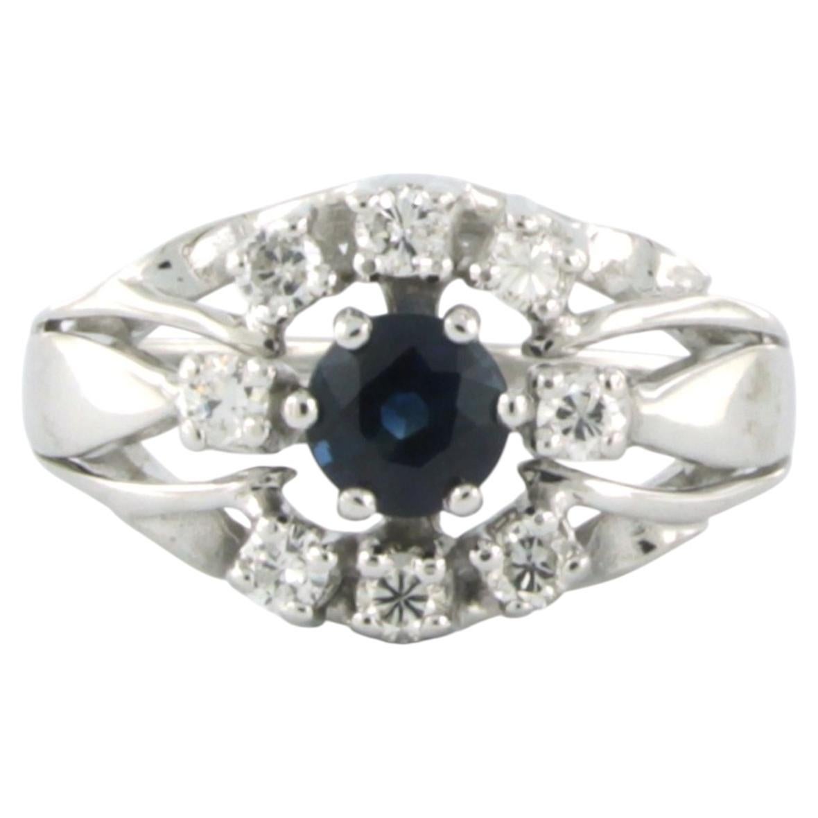 Ring with sapphire and brilliant cut diamonds up to 0.40ct 14k gold 5.1 grams