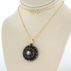 Necklace and pendant with rpse cut diamonds up to 0.10ct 14k gold, silver