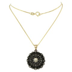 Necklace and pendant with rpse cut diamonds up to 0.10ct 14k gold, silver