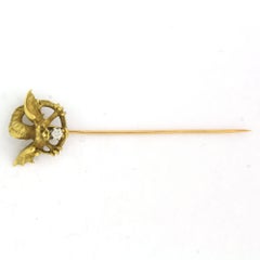 FRENCH ART NOUVEAU 18k gold pin diamond up to 0.08ct Chimera dragon