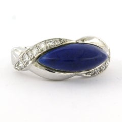 Ring with lapis lazuli and diamonds up to 0.30ct 18k gold 6.0 grams