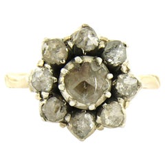 Victorian Ring with rose cut diamonds up to 0.35ct 14k gold and silver