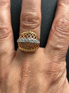 RETRO cocktail ring with rose cut diamonds up to 0.20ct 8k gold 8.1 grams