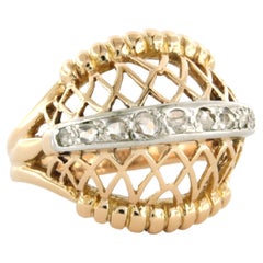 RETRO cocktail ring with rose cut diamonds up to 0.20ct 8k gold 8.1 grams