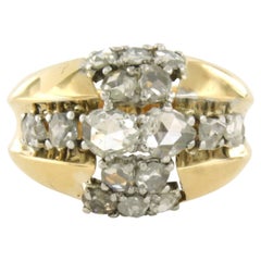Ring with rose cut diamonds up to 1.00ct 14k gold and platinum 11.8 grams