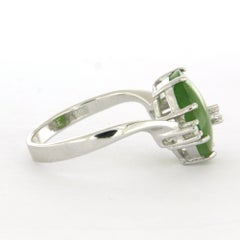 Cocktail ring with jade and brilliant cut diamond up to 0.10ct 14k gold 3.4 gram
