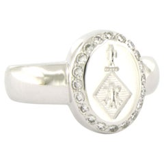 Bague de chevalière avec diamants taille brillant jusqu'à 0,20 ct Or 18k 8,9 grammes