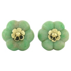 Earrings with jade 14k yellow gold 8.7 grams